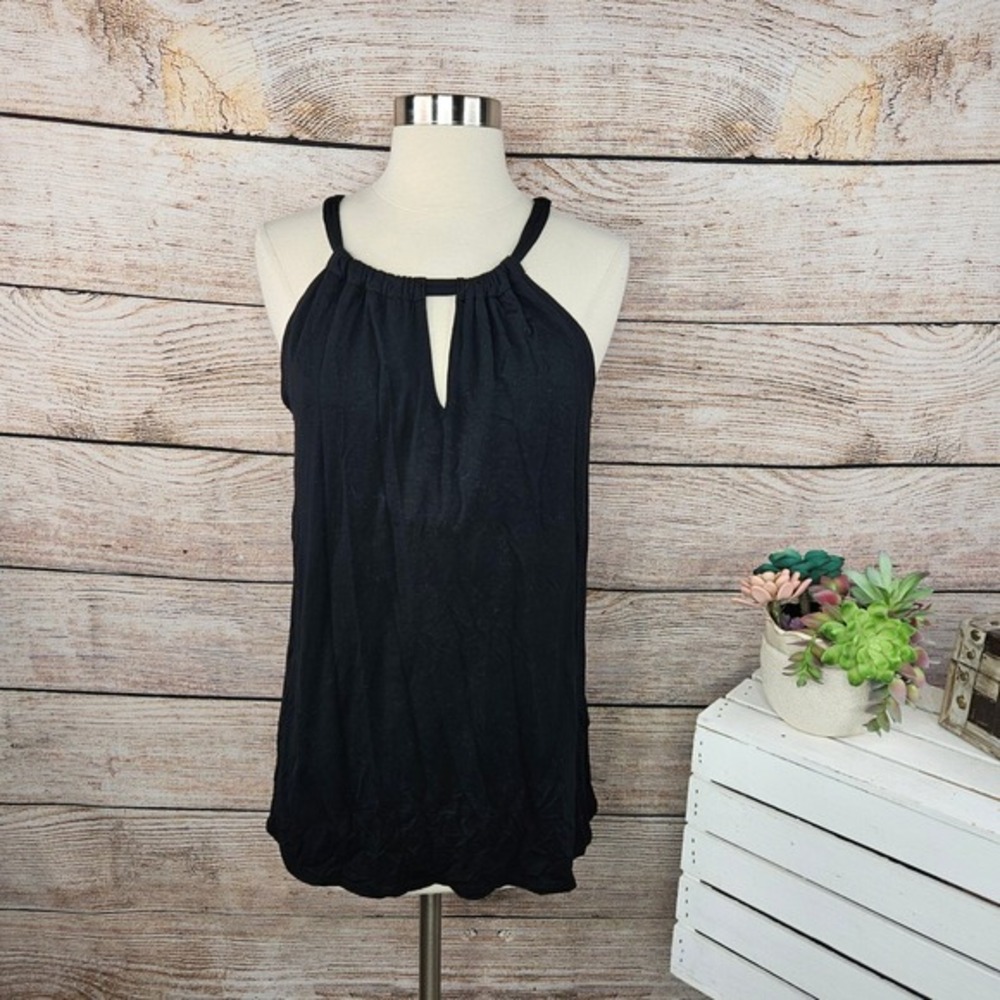 Banana Republic Halter Top Keyhole Sleeveless Casual Blouse Black Size S